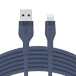 Belkin BoostCharge Flex Apple Certified Silicon USB-A to Lightning Cable Charge and Sync Type A 1 Meter Cable, Blue
