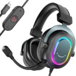 Fifine Ampligame H6 Surround Sound Gaming Over-Ear Headphone, Black
