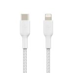 Belkin BoostCharge Apple Certified Braided USB-C to Lightning Cable Fast Charging Type C Cable 3 Meter, Tough and Durable, White