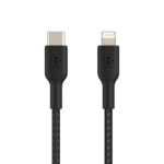 Belkin BoostCharge Apple Certified Braided USB-C to Lightning Cable Fast Charging Type C Cable 2 Meter, Tough and Durable, Black