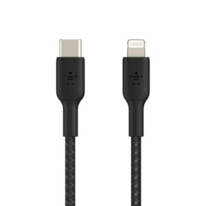 Belkin BoostCharge Apple Certified Braided USB-C to Lightning Cable Fast Charging Type C Cable 2 Meter, Tough and Durable, Black