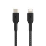 Belkin BoostCharge Apple Certified Braided USB-C to Lightning Cable Fast Charging Type C Cable 3 Meter, Tough and Durable, Black