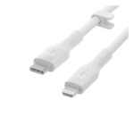 Belkin BoostCharge Flex Apple Certified Silicon USB-C to Lightning Cable Fast Charging Type C Cable 1 Meter, Tough and Durable, White