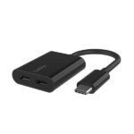 Belkin USB-C Splitter (Audio + Charge Adapter) USB-C Headphone Adapter, USB-C PD Fast Charging, Black