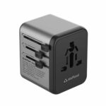 Stuffcool Jetset Made in India Universal Travel Adapter with US, UK, EU, AUS pins, Works in 150+ Countries, with PD20W Type C Port and 18W Type A Port Built in, Charges iPhones 50% in 30 mins - (JETSET-BLACK)