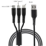 Stuffcool Tres Sync & Charge 3 in 1 Cable 1.5M Black