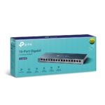 Tp-Link TL-SG116 16 Port Gigabit Ethernet Network Switch, Desktop/ Wall-Mount, Fanless, Sturdy Metal w/ Shielded Ports, Traffic Optimization, Unmanaged, Black
