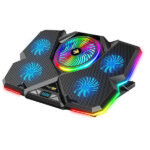 Cosmic Byte Cyclone RGB Laptop Cooling Pad with 5 Fan, Adjustable Speed, USB Hub (Black/Blue)
