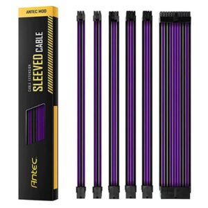 Antec Sleeved Extension PSU Cable Kit 30 CM Extension Cable, Purple & Black